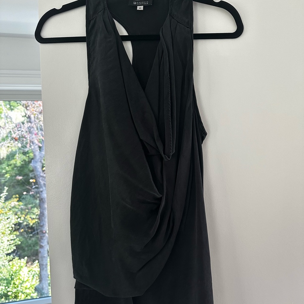 WAYNE by Somer Hollingsworth Draped Silk Blouse – Deep grey – Size XS